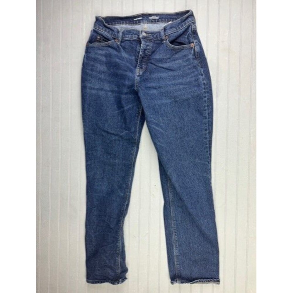 Old Navy Size 2 Womens Jeans High Rise Slouchy Straight Button Fly Mid Rise